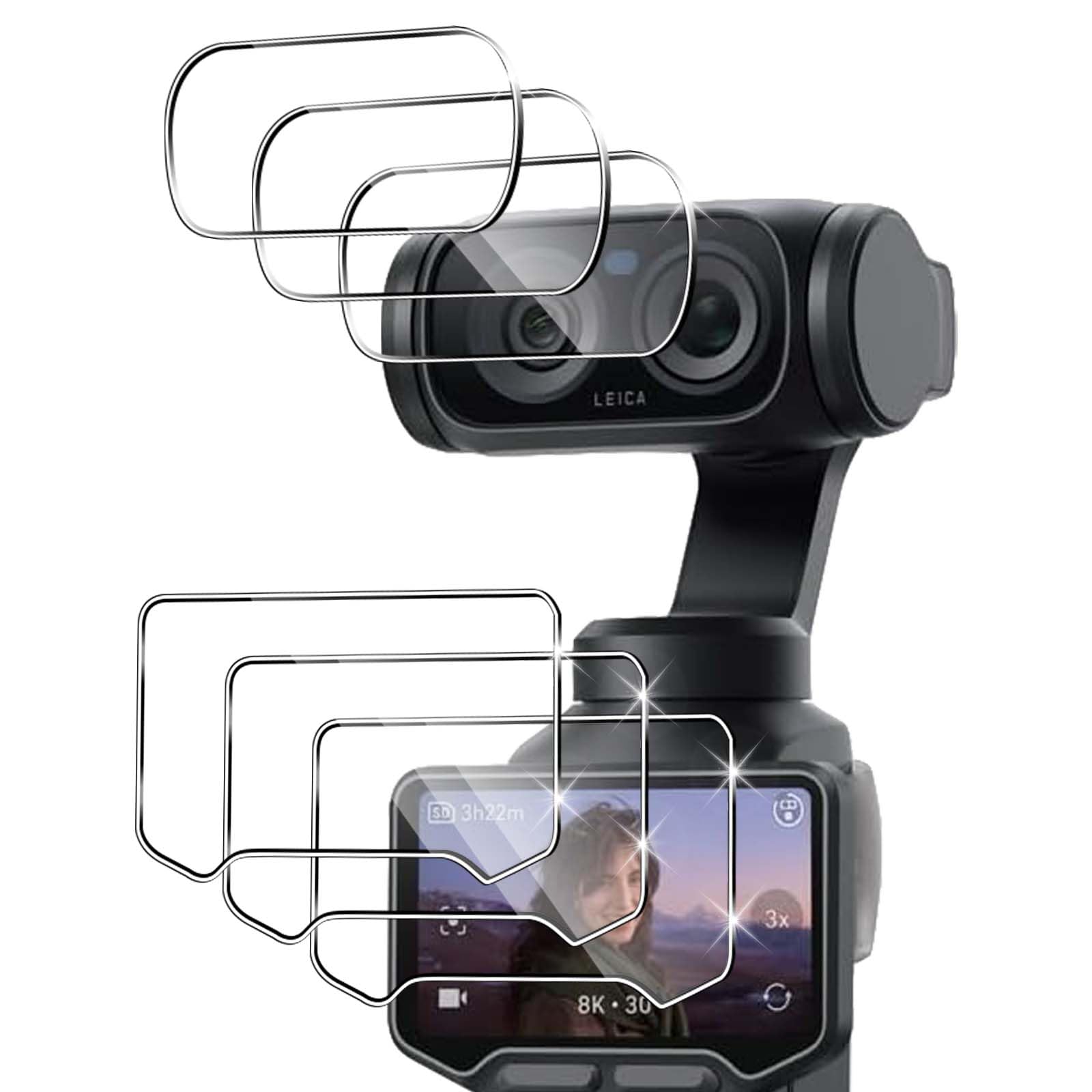 QULLOO Folia ochronna do Insta360 Luna Ultra do szkła pancernego, 3 sztuki folii ochronnej na wyświetlacz z 3 sztukami ochrony aparatu, szkło hartowane o twardości 9H, szkło hartowane HD przezroczyste