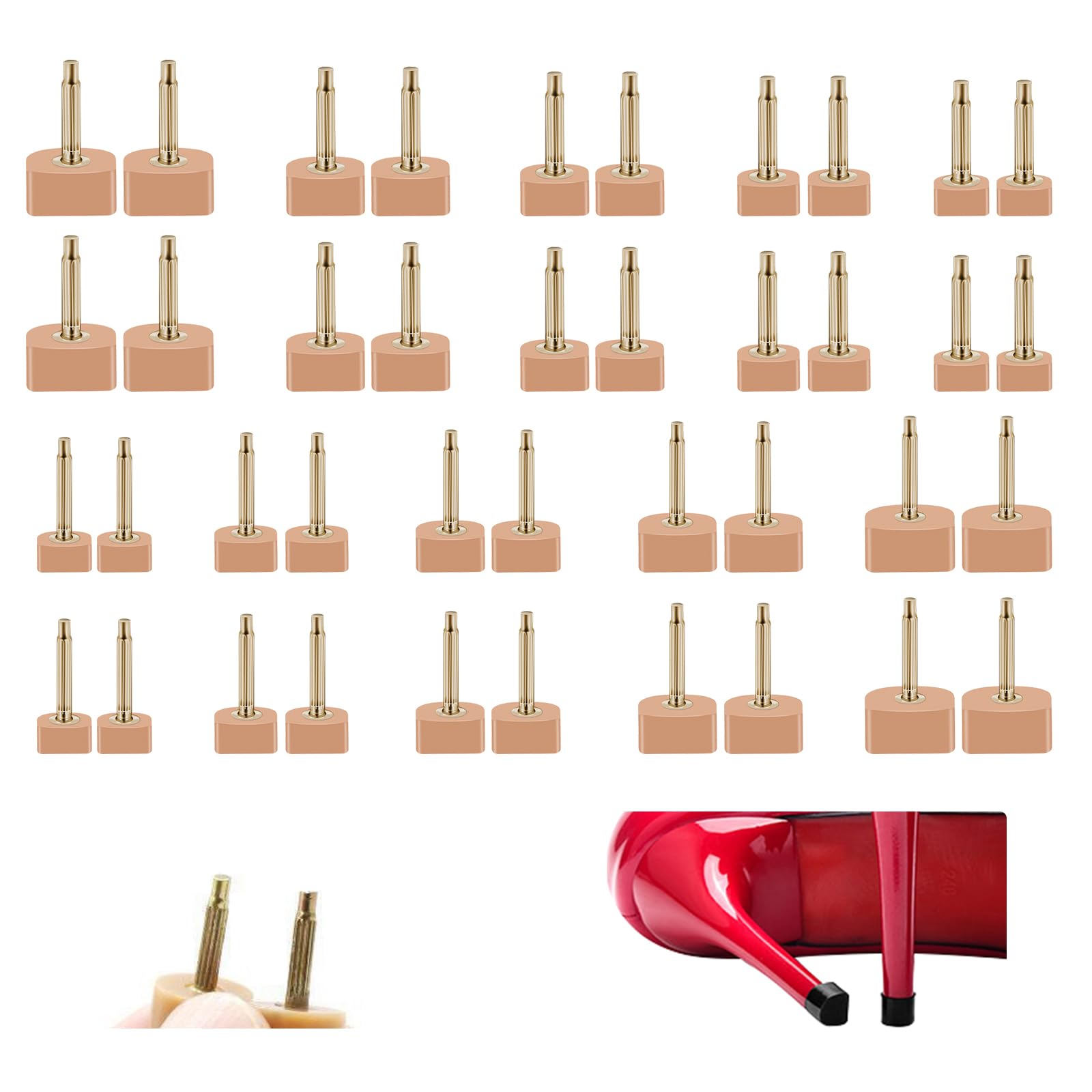 High Heel Shoes Replacement Tips Shoe Repair Stiletto Caps Heel Protector Dowels Women's U-Shape High Heel Covers (20 Pairs U Shape-brown, 5 Size)