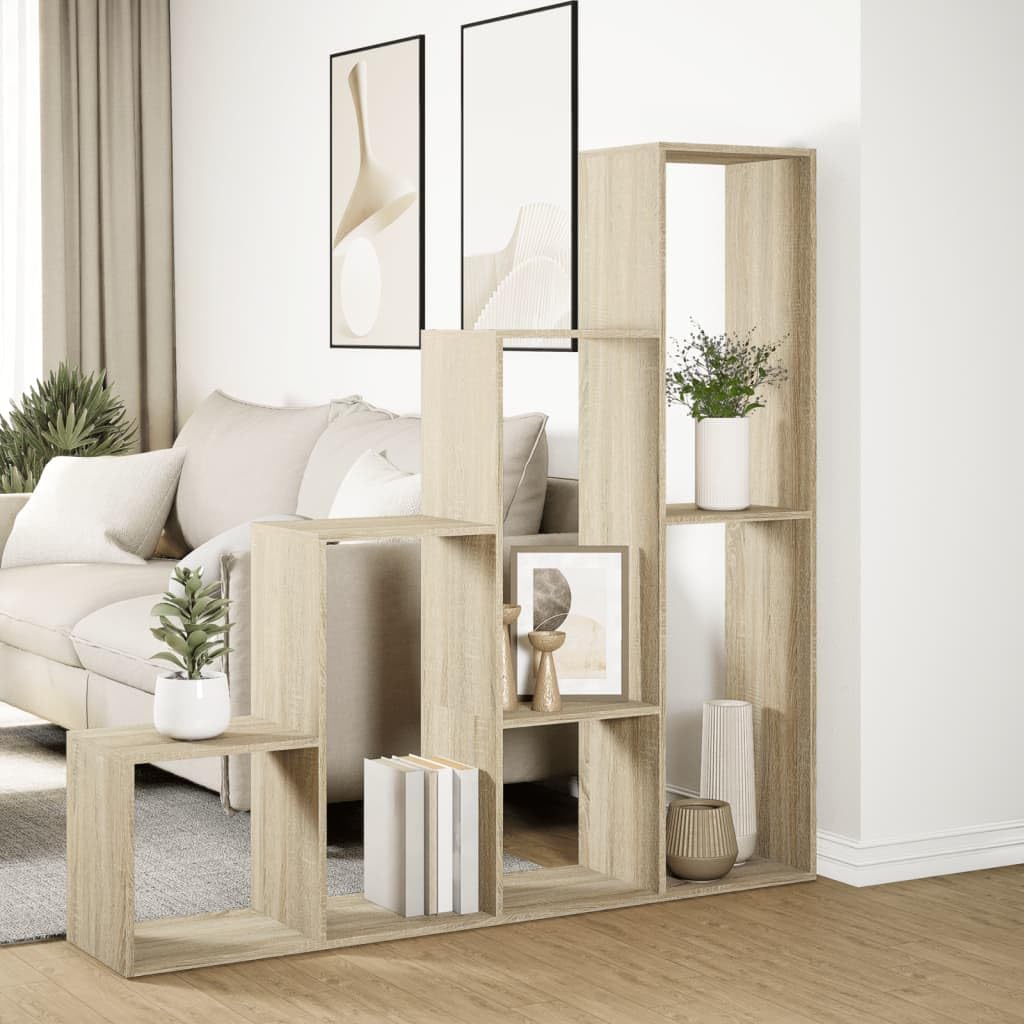 Generisch Raumteiler-Bücherregal 4 Stufen Sonoma-Eiche 143,5x29x143,5 cm,Möbel,Regalsysteme,Bücherregale Bücherschränke-857996