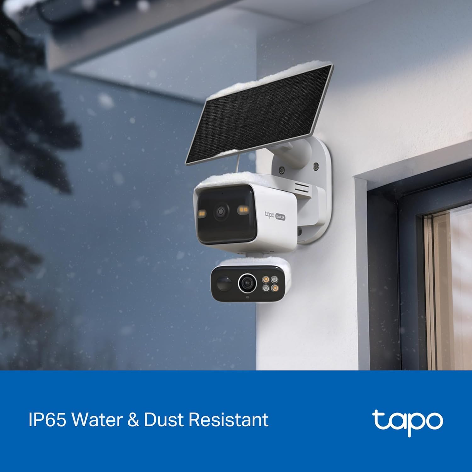 Tapo C645D Kit - Cámara Vigilancia Exterior 360º Doble Lente 2K Panel Solar | Detección de Movimiento, Personas y Mascotas. Con Panel Solar y Batería de 10000mAh. Alarma Luz y Sonido. App Tapo.