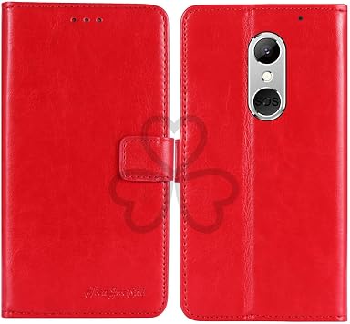 Red Business Retro Stain Resistant Stand Wallet Leather Synthetic Leather Case Cover Artfone Smart 500 5 inch Card Storage Cover Case Pouch Notebook Type