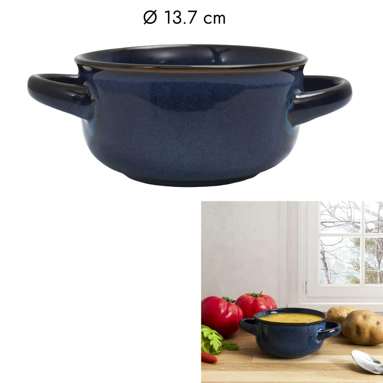 HOME DECO FACTORY Bol à Soupe en Grès Grande Taille Soupes et Salades Bleu | Grès cérame, bol à soupe, grande taille, design élégant, soupes salades et desserts, service de table, bleu