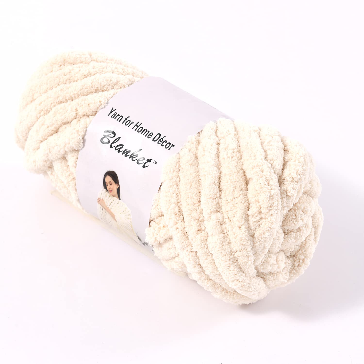 GULAKY Hilo grueso de felpilla de punto grueso de lana súper suave para tejer brazos, hecho a mano, decoración del hogar, beige, 1 kg