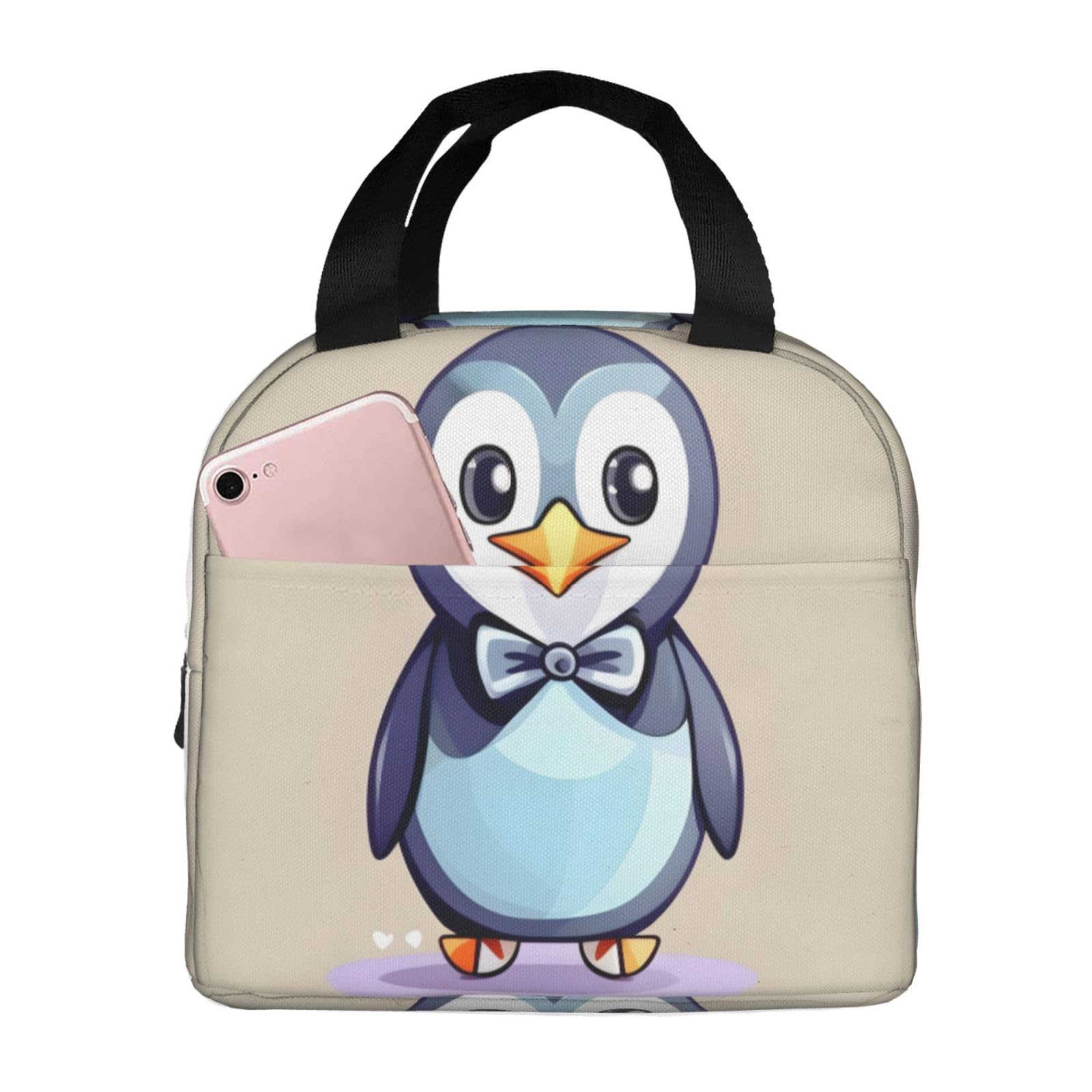 JBYJBX Borsa termica per il pranzo con stampa pinguino carino a prova di perdite, riutilizzabile borsa per il pranzo per adulti