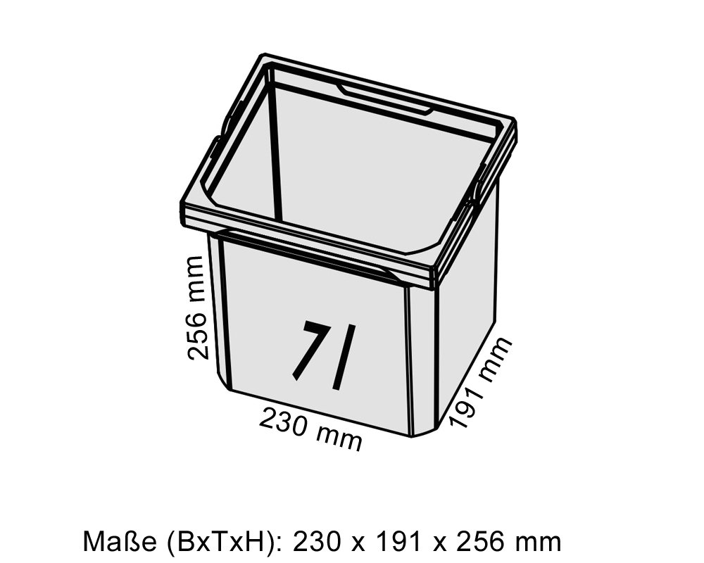 Naber Mülleimer | Modell 8012494 | Volumen 7L | 230 x 191 x 256 mm | Kunststoff Grau