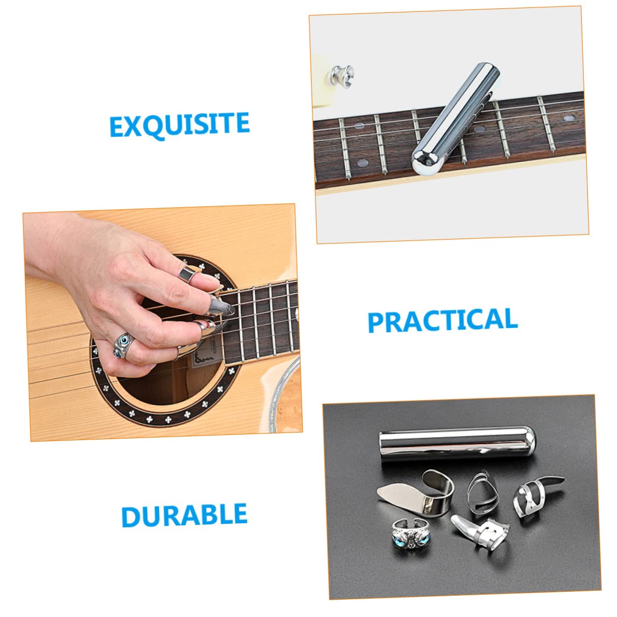 ibasenice 2ensembles Barre à Pour Guitare Avec Médiator De Pouce Et Des Doigts Accessoires Pratiques Pour Guitare Électrique De Métal Et Matériau