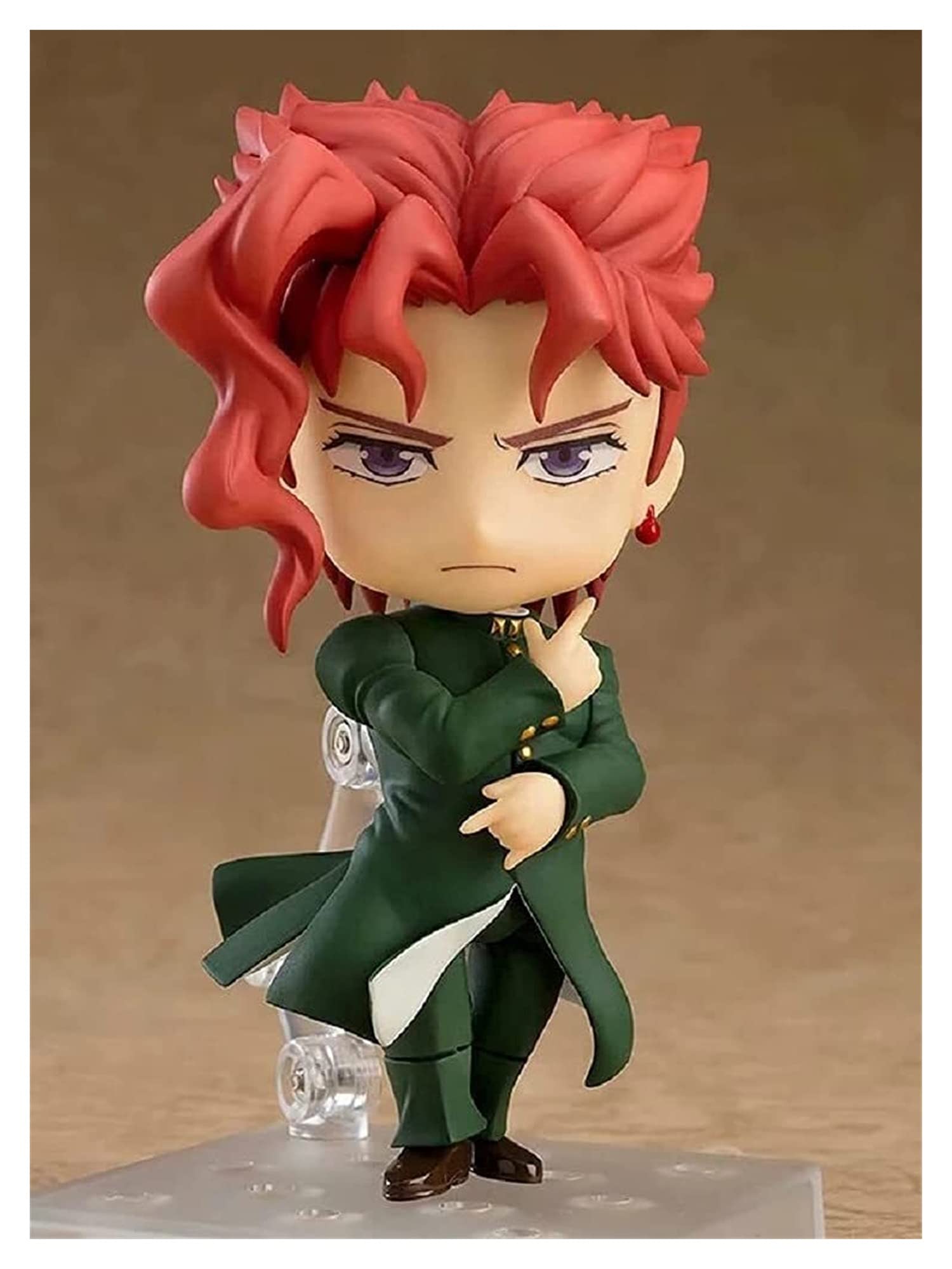 LYYJIAJU Anime Figure 3.93inch Q Version Kakyoin Noriaki Nendoroid JoJo's Bizarre Adventure Action Figures Anime Figure with Shiny Green Uniform