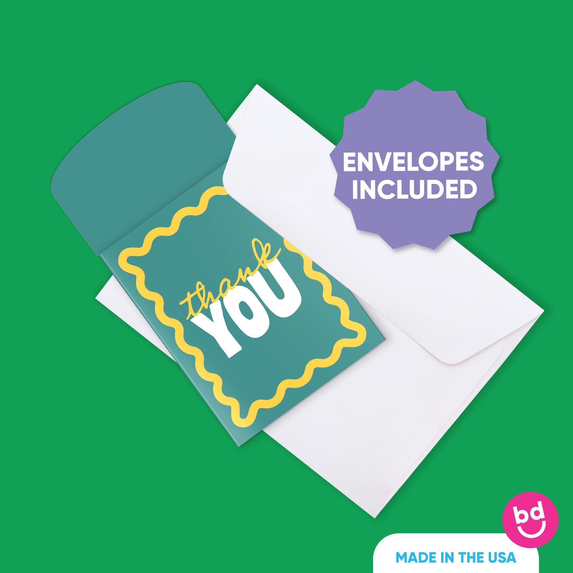 Big Dot of Happiness Teal Green and Yellow Wavy Thank You Gift Card Holders with Envelopes, Cash Money Holders and Gift Card Sleeves, Retro Stationery Nifty Gifty Pack - Set of 8