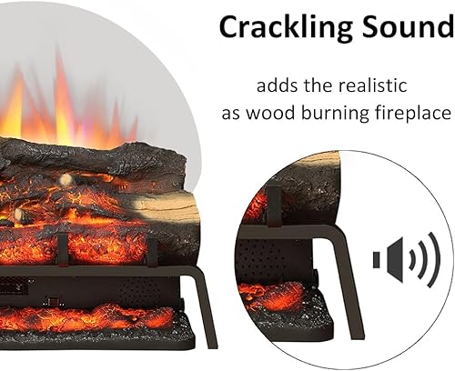 Miniatura 9 de LegendFlame - Juego de leña eléctrica de pie de 23 pulgadas de ancho EF290A-WB inserto de chimenea calentador de 750 W1500 W sonido agrietado