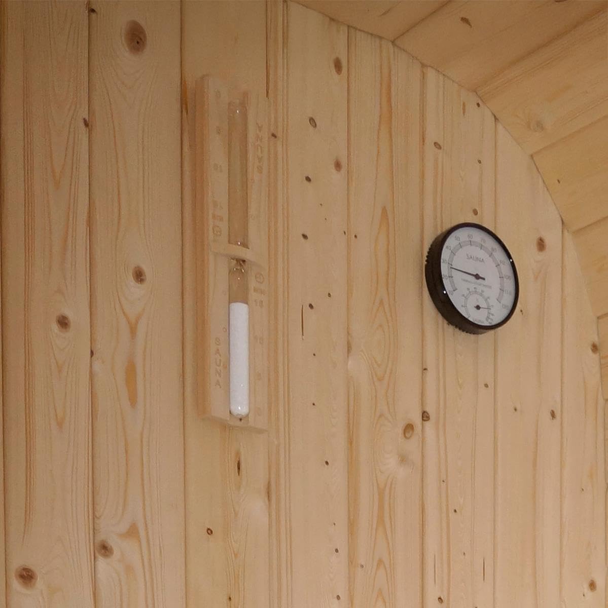 Outdoor Cubesauna Holz Sauna Finnland 228x180 cm – Gartensauna Komplett Set für 6 Personen mit 9 kW Saunaofen, LED Licht, Saunazubehör & Bitumen Dachschindeln