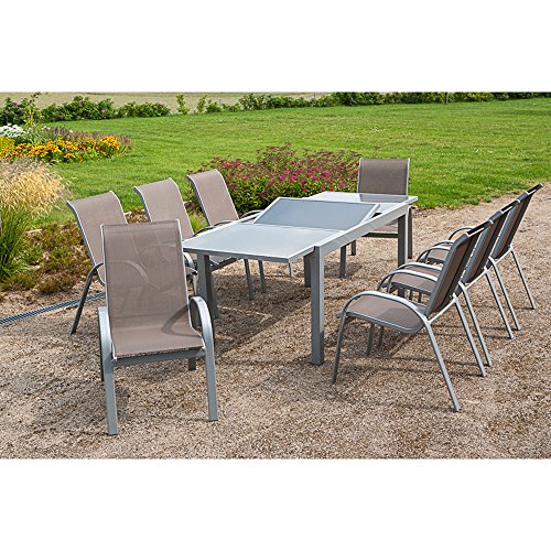 MERXX Gartenmöbel-Set Amalfi, silber/taupe 9 tlg.