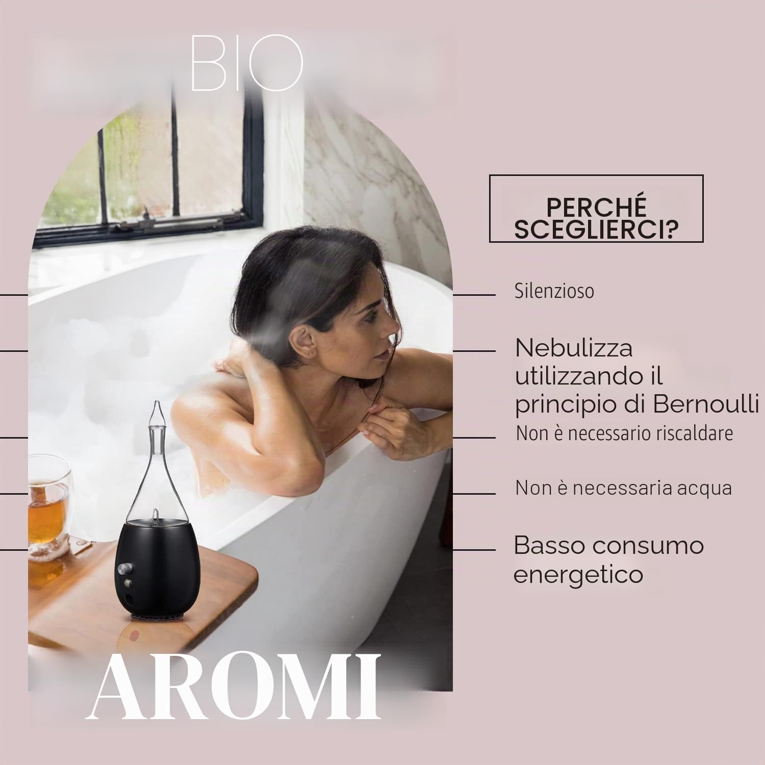 Raindrop Diffusore nebulizzante di puro olio essenziale per aromaterapia, per uso domestico o professionale, niente calore, acqua, o plastica