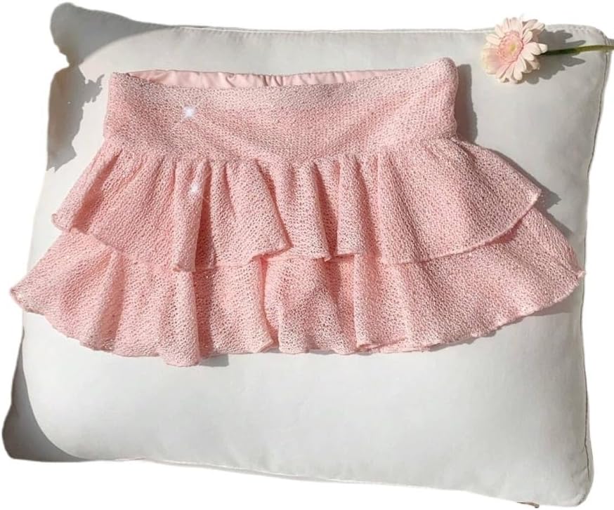 Women's Casual Low-Rise Ruffle Hem Knitted High Stretch Mini Skirt Skort - Perfect for Summer Vacations