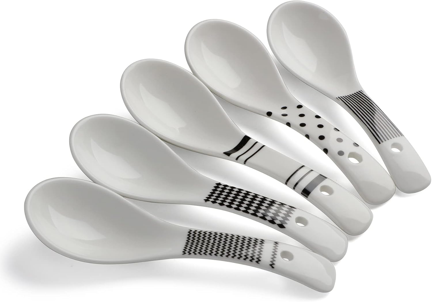 Ceramic Asian Soup Spoons Set of 4 Japanese Ramen Soup Spoons Porcelain