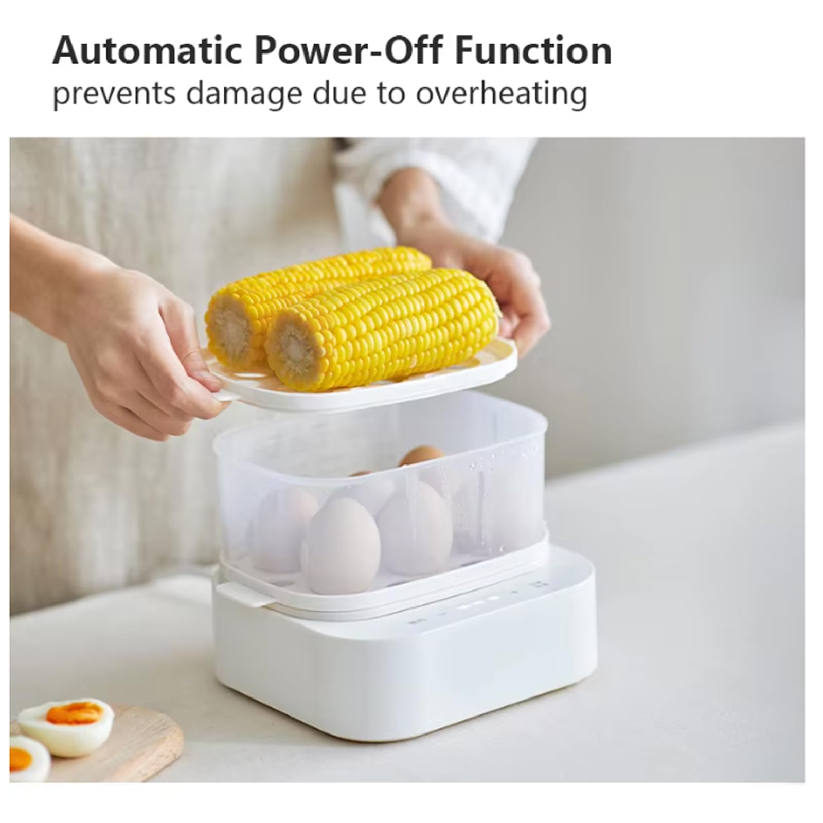 Cocedor De Huevos Inteligente, Hervidor De Huevos Con Recipiente Para Cocinar Al Vapor De Acero Inoxidable, 6 Modos, Reserva De 12 Horas, Bandeja De Agua Profunda De 350 Ml, Apagado Automático