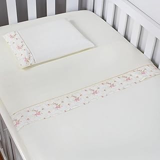Jogo de Lençol Mini Berço 03 Peças 100% Algodão - Floral Rosa