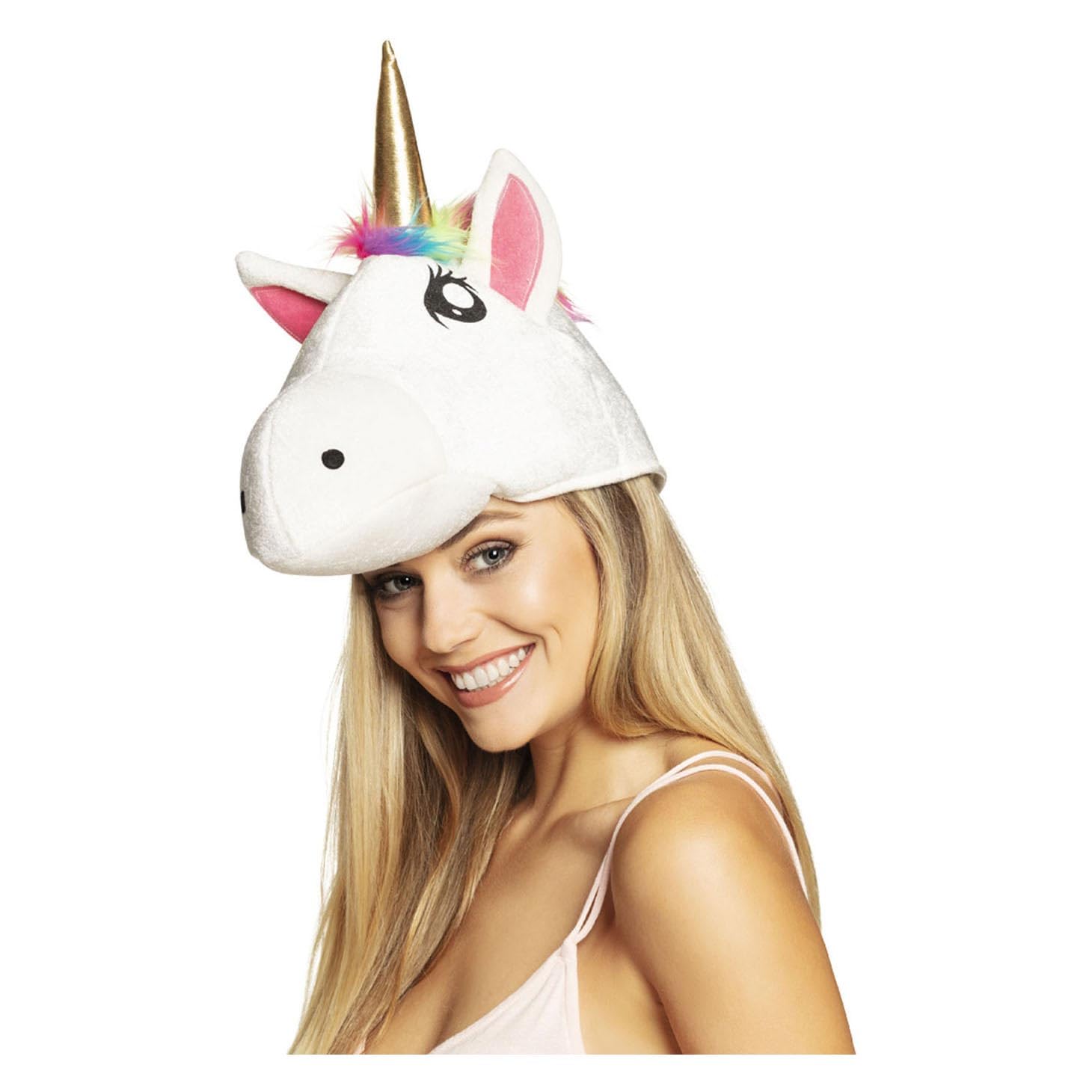 Image secondaire de Boland 99906 - Chapeau licorne, chapeau en peluche avec corne dorée, yeux et oreilles, déguisement, carnaval, fête à thème