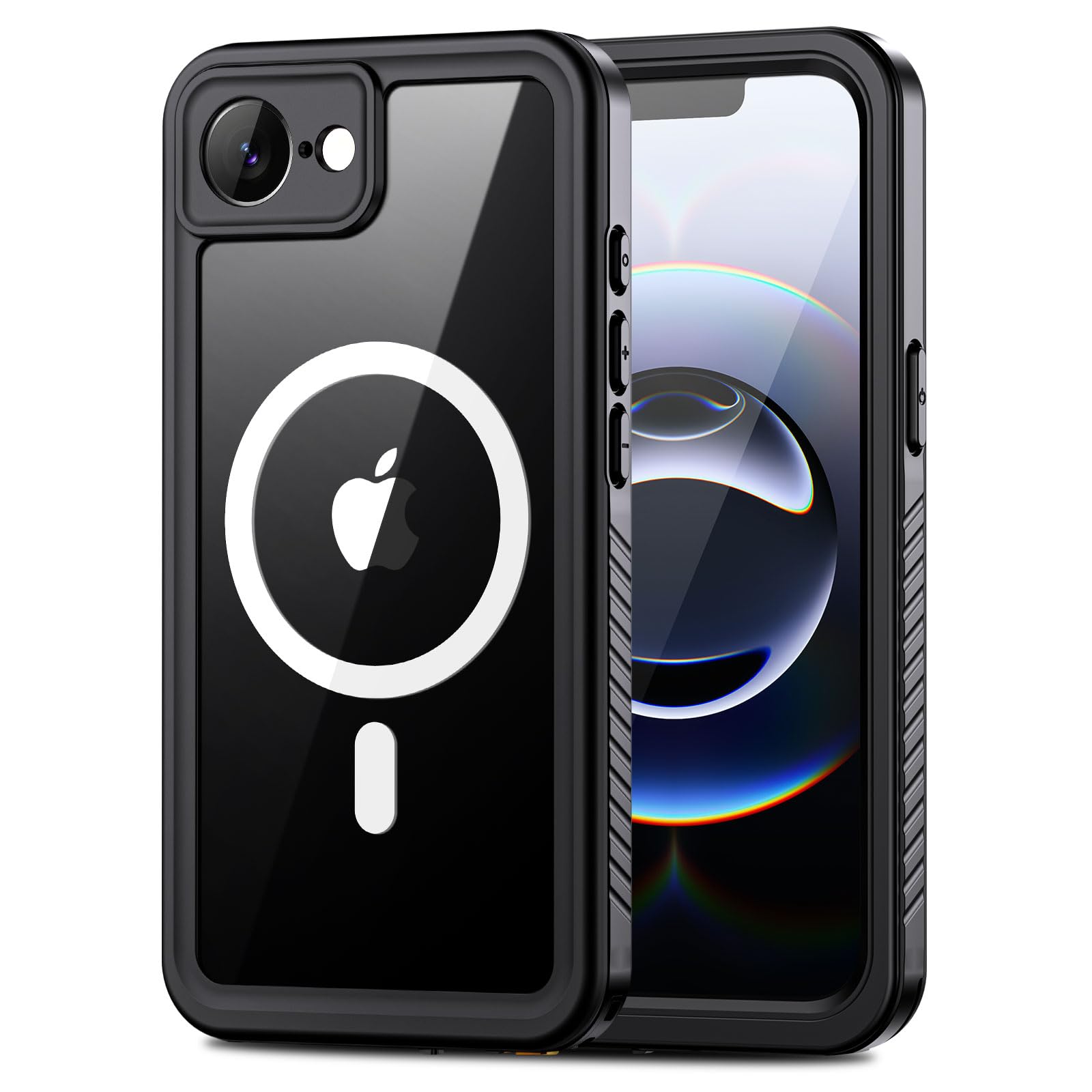 Lanhiem Cover per iPhone 17E 16E impermeabile – Antiurto [compatibile con MagSafe] Infrangibile 360 integrale IP68 Waterproof Chantier antipolvere per iPhone 17E 16E,Nero
