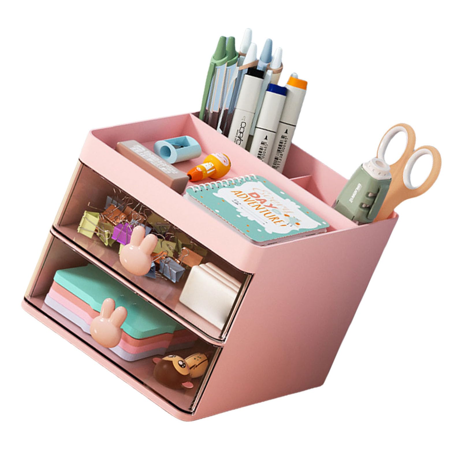Msioytog A Multifunctional Rabbits Handle Organizers With Clear Compartments Creative Desk Organizers For Home Nd Use Cartoon Pen Holder
