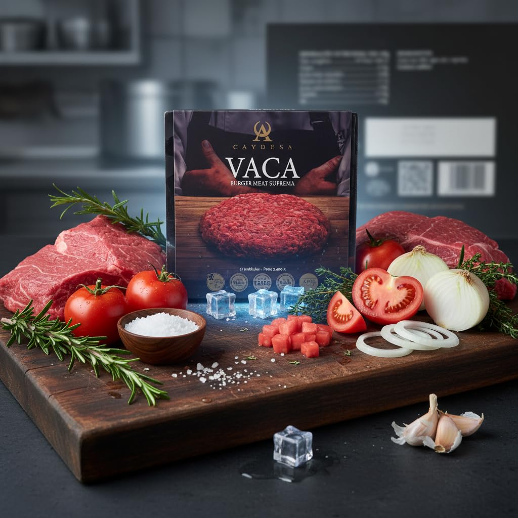 CAYDESA Vaca Burger Meat Suprema 12 uds (2.4kg) - Carne Gourmet Premiada - Envío Refrigerado
