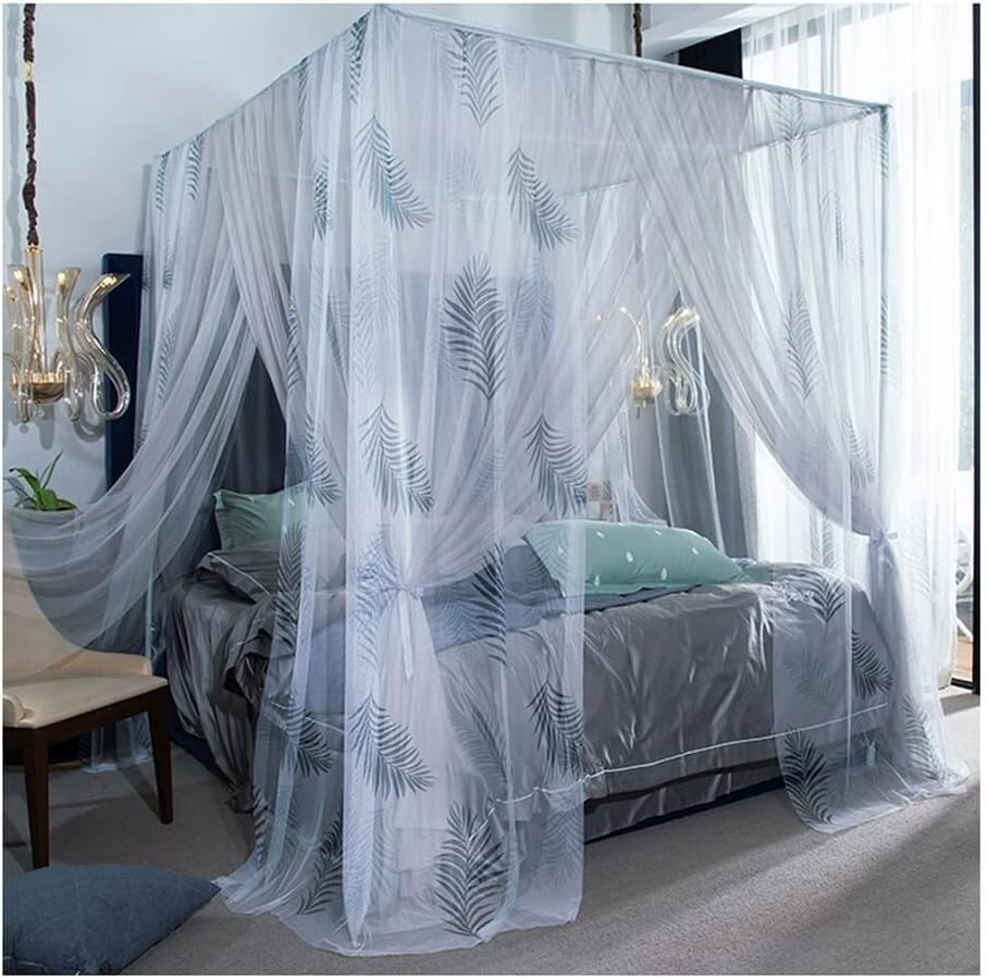 Moustiquaire de lit style chinois gris pour sublimer une chambre à coucher