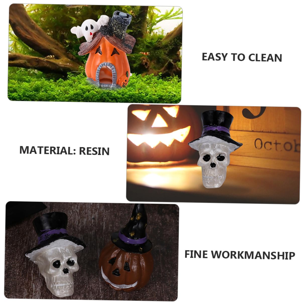 2 Ensembles Décoration Aquarium Halloween De Résine Ornements Festifs pour Poissons Aménagements Maison Crâne 3 Pièces * 2