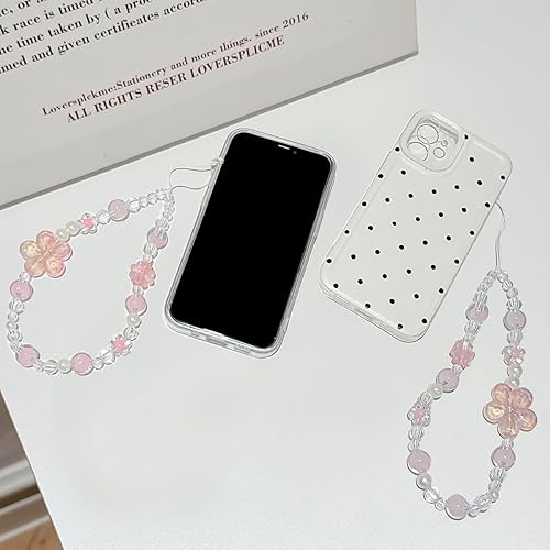 Miniatura 5 de Bonita funda de teléfono con diseño de lunares para iPhone XR, estética, delgada, suave, duradera, con cadena de pulsera brillante, a prueba de