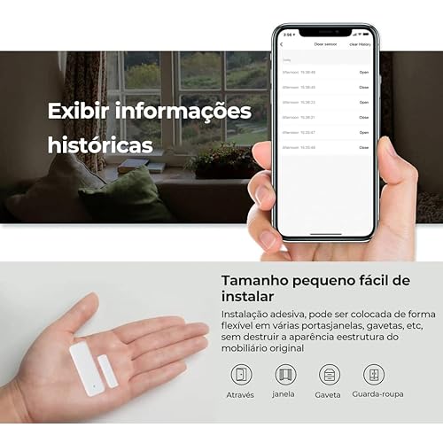Sensor De Abertura Inteligente De Porta Janela Wifi, 4PCS Smart Detector de Aberto/Fechado Janela, N