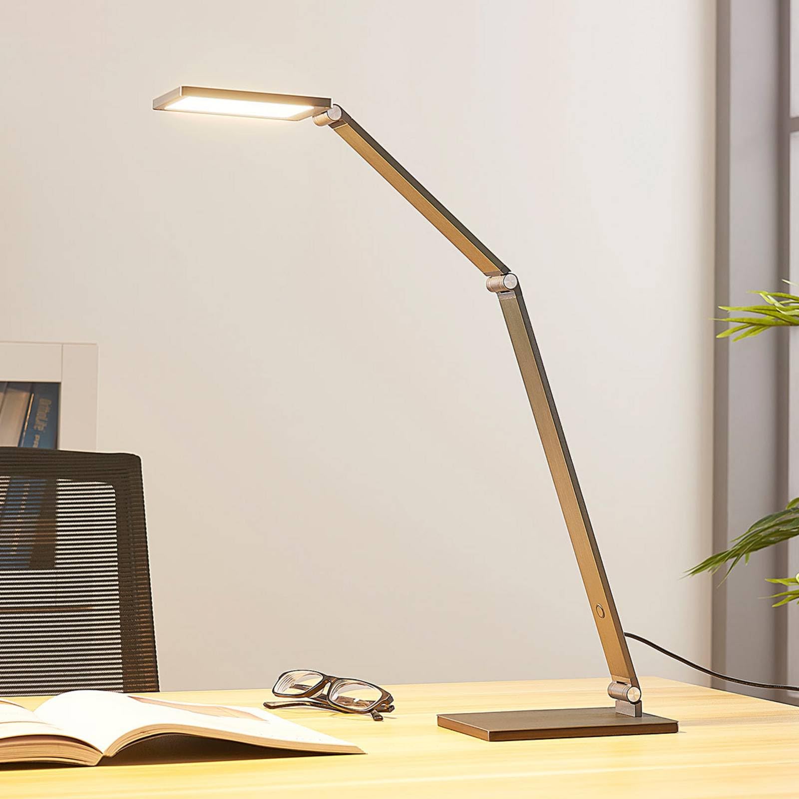 Lucande Lampada da tavolo LED dimmerabile (Moderno) colore Grigio, in Alluminio ad es. Studio & Ufficio lampadina inclusa lampada scrivania a