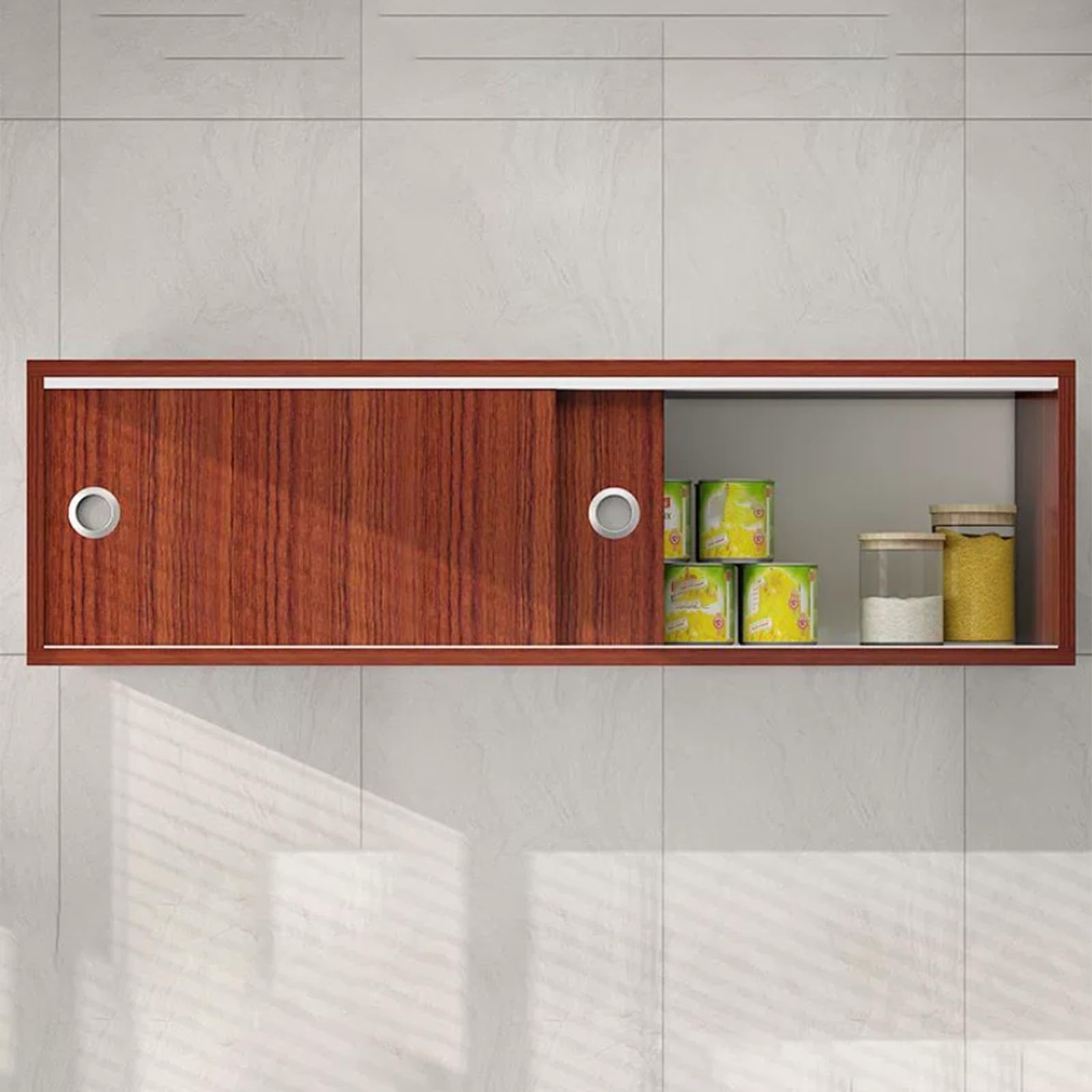 Armadietto da parete con ante scorrevoli per soggiorno, camera da letto, cucina o bagno, salvaspazio Sto Unit per Home nizat (marrone, 120 x 30 x 30 cm)