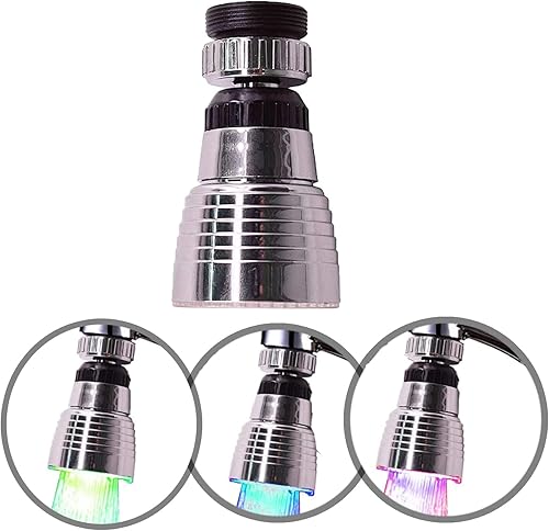 Grifo giratorio de 3 colores sensibles a la temperatura con gradiente LED para agua, corriente de agua, cambio de color, grifo de fregadero para