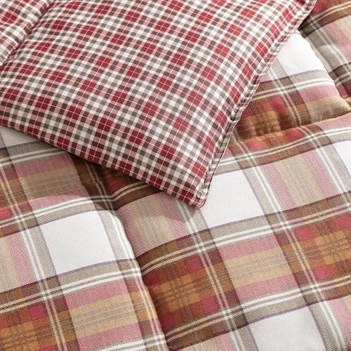 Image of Eddie Bauer - King Duvet Cover Set, Reversible Cotton Bedding with Matching Shams, Stylish Home Decor for All Seasons (Edgewood Red, King)