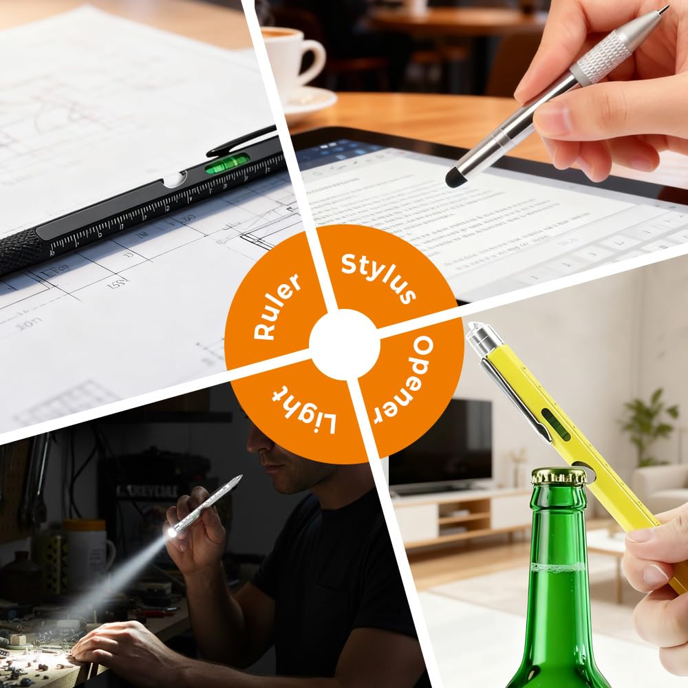 Stocking Stuffers for Men Adults, 9 in 1 Multitool Pen Gifts for Men, White Elephant Gifts for Adults, Mens Stocking Stuffers, Mens Gifts for Dad Him Husband, Christmas Gifts, Cool Gadgets (Yellow)