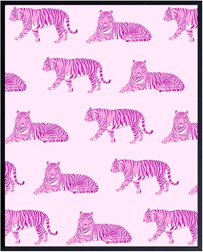 Miniatura 1 de Preppy Wall Art & Decor - Funky Indie Trendy Room Decor - Pink Wall Decor Aesthetic - Tiger Wall Art - Retro style Hipster Minimalist Wall Art -