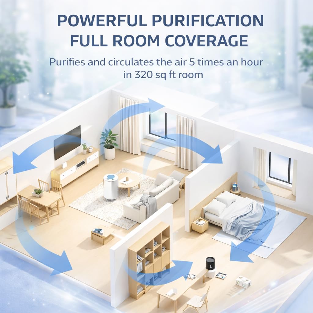 UNMAT Portable HEPA Air Purifier for Home, Office, Bedroom & Car | 360° Air Intake Air Cleaner with H13 HEPA Filter | Low Noise, Energy Efficient Desktop Air Purifier for Dust, Smoke & Allergens 4