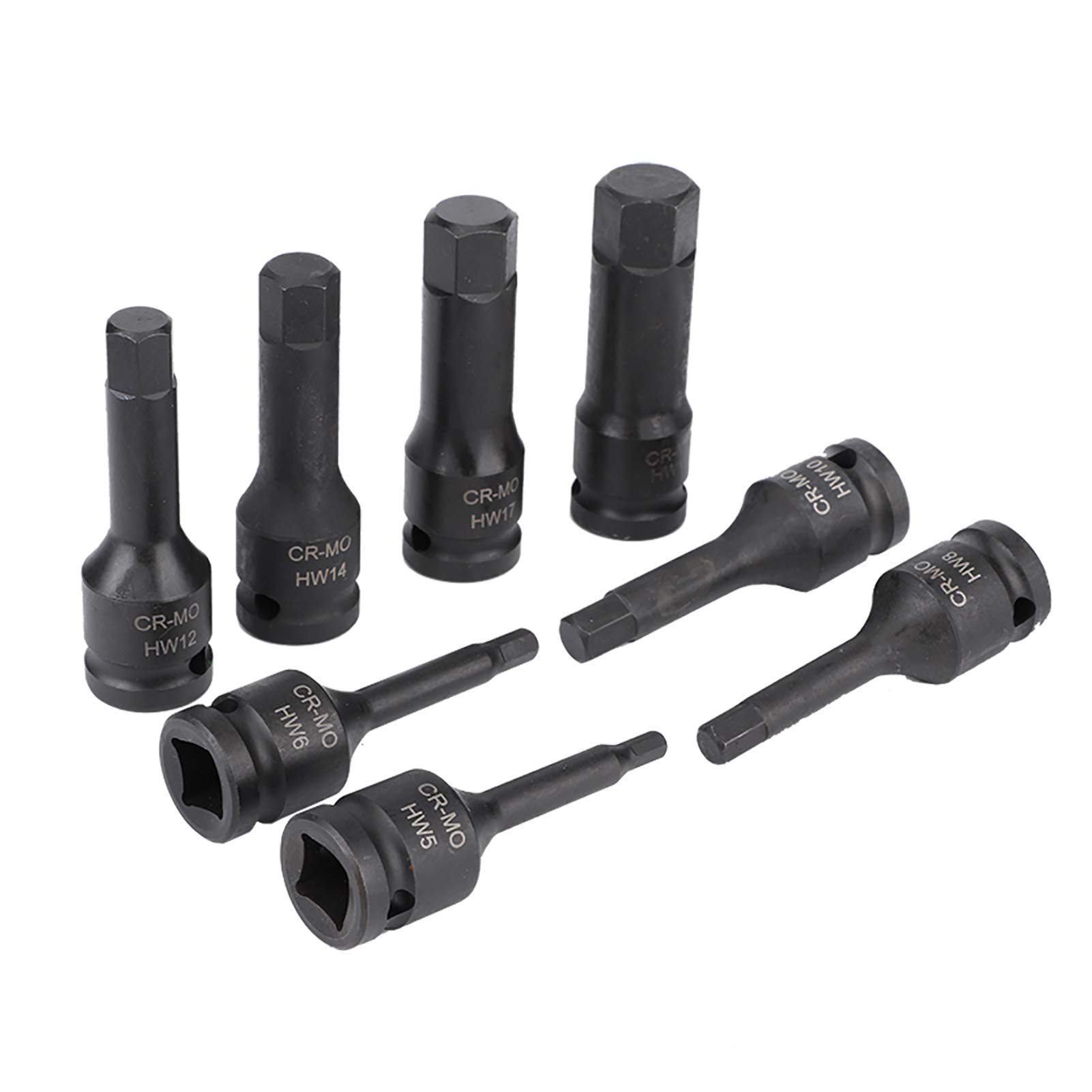 8 Pièces Coffret De Douille à Choc 6 Pans 1/2in, Entraînement Pneumatique Air Allen Clé Hexagonale Jeu De Douilles H5-H19 Prise Carrée Adaptateur De Tige D'extension