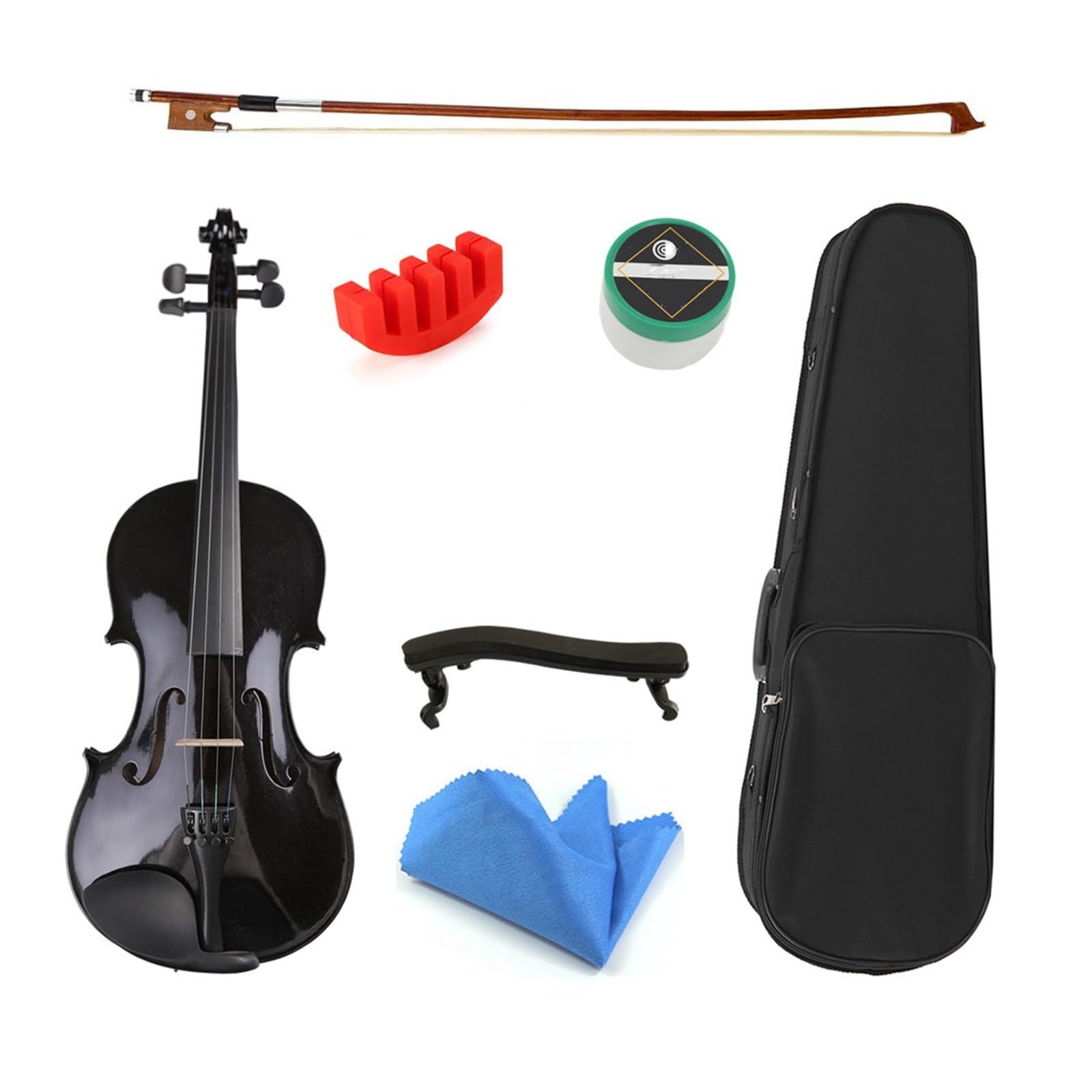 BABYCE Geige anfänger Ahornholz Student Geige Violino Anfänger Schwarz Violine 4/4 3/4 1/2 1/4 1/8 Viola W/Bogen Schulterstütze Koffer (Color : 1 4)