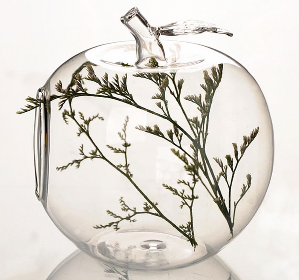 1 Pcs Vases Apple Crystal Glass Flower Vase Planter Terrarium Container Hydroponic Pot Decor
