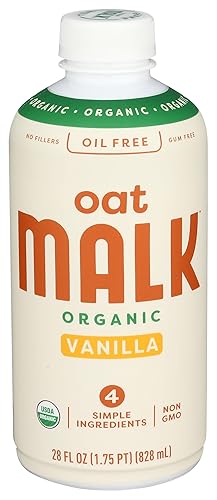 MALK Leche de avena orgánica de vainilla 32 onzas líquidas, estable en el almacenamiento, sin OMG, sin gluten, sin lácteos, a base de plantas, vegana