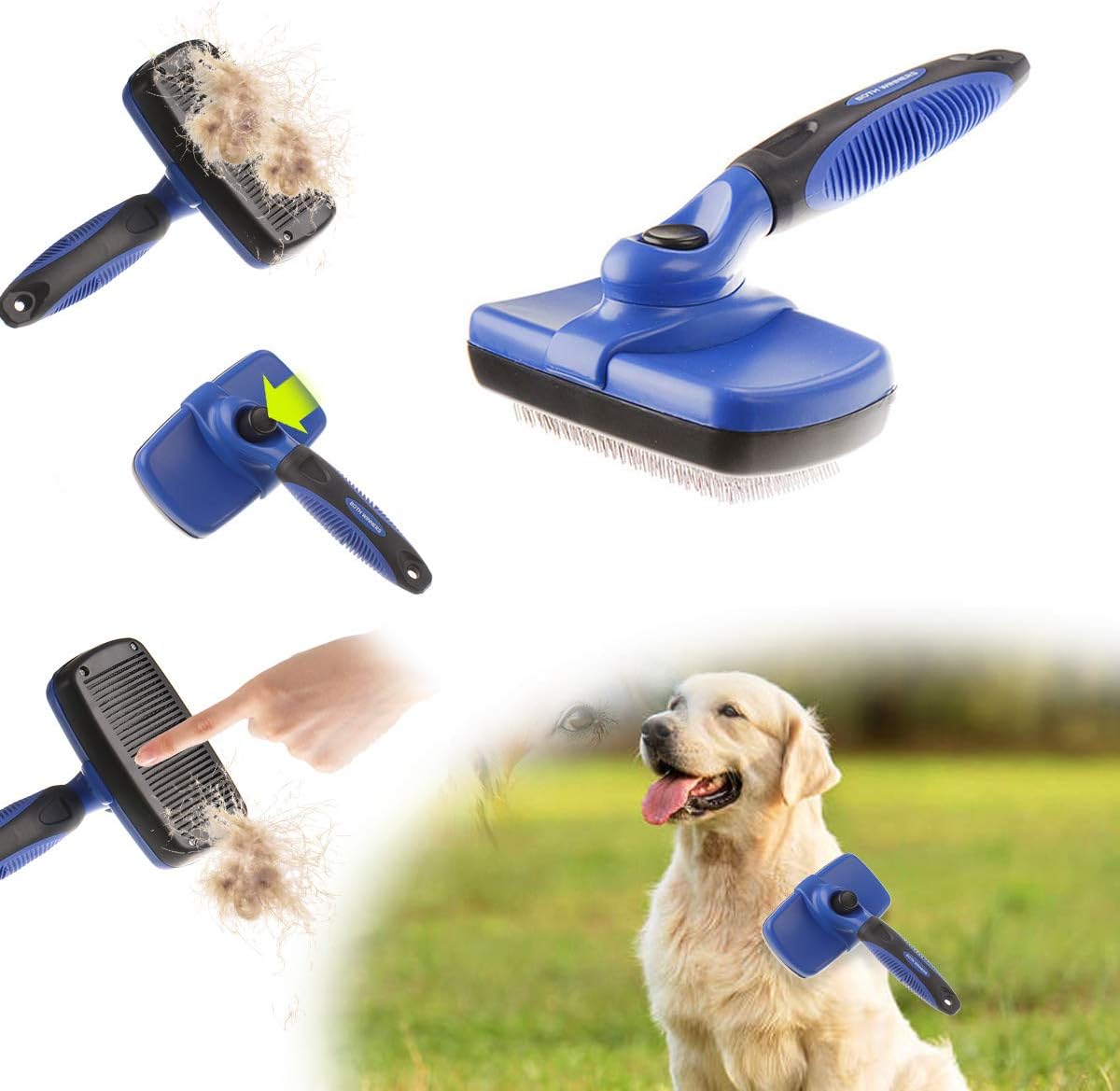 BOTH WINNERS Dog Shedding Brush Kit, Self Cleaning Slicker Brush,Shedding Blade for Dogs and Cats, Grooming Kit with Ergonomic Handle, 2 Packs