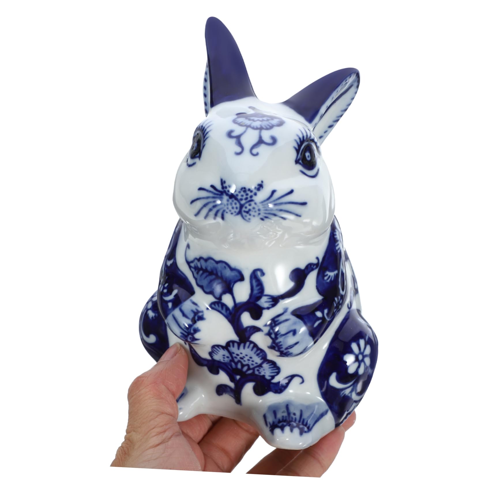 Figurine Lapin en Céramique Ornement Artistique Élégant Bleu Clair, Accessoire Lapin Intérieur Charmant et Créatif Décorative pour Maison et Bureau