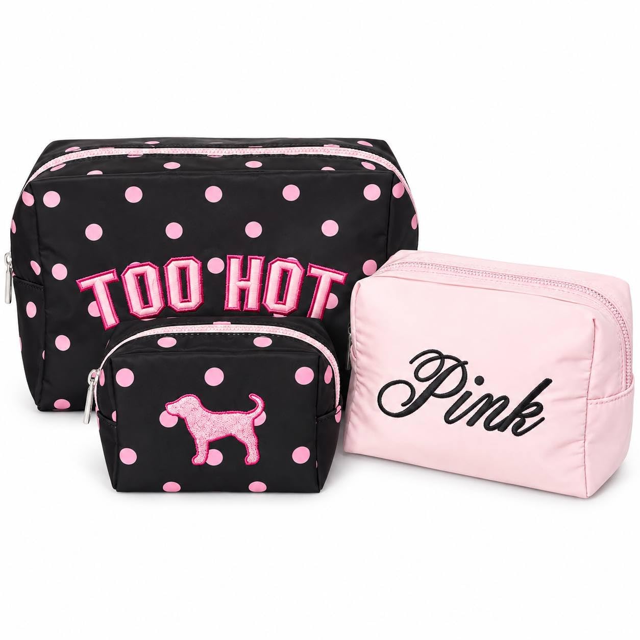Victoria's Secret PINK Women's Makeup Bag Trio, Too Hot, O/S