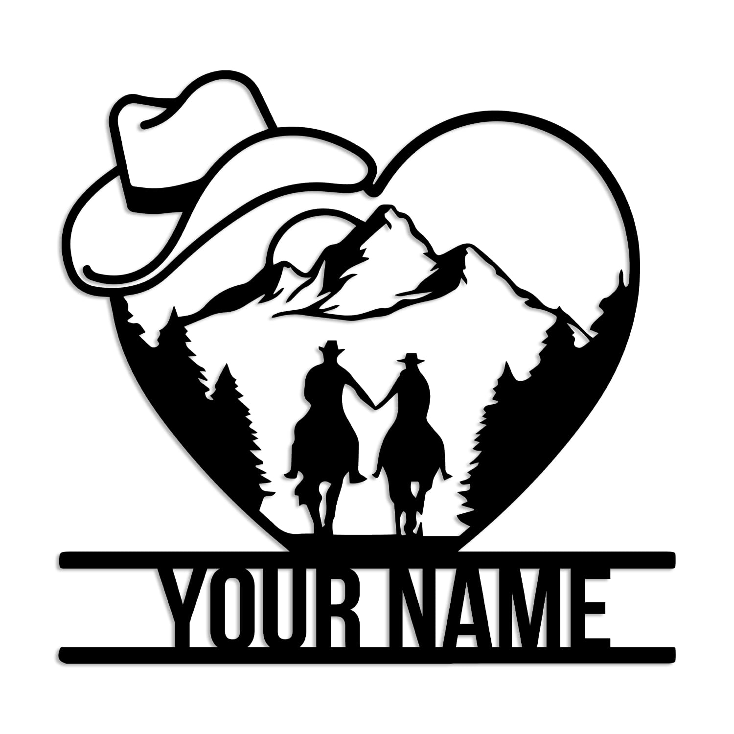 Kissesuu Cowboy E Custom Cowboy Metal Sign,Custom Western Cowboy Skull Hold Gun Metal Wall Art,Custom Western Cowboy Roping Metal Wall Art,Personalized Cowboy Name Sign,Western Cowboy Decor,Farmhouse Decor (Cowboy E)