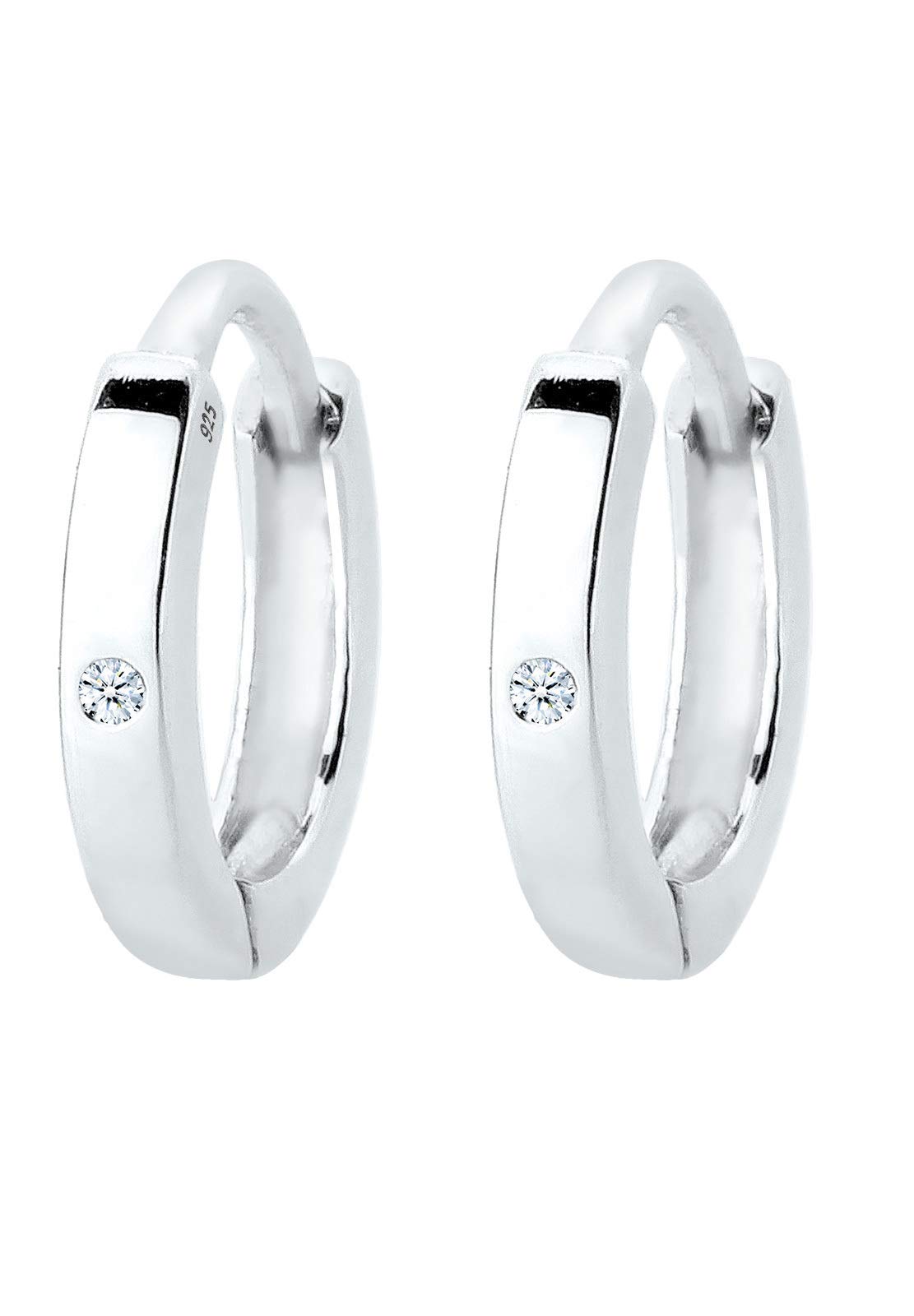 Elli DIAMONDS Earrings Women Creoles Basic with Diamond (0.01 ct.) in 925 Sterling Silver