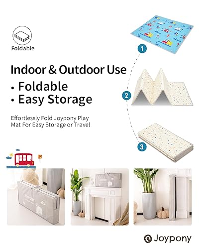 Miniatura 4 de Tapete de juego para bebé, 79 x 71 x 0.6 pulgadas, extra grande y grueso, reversible, plegable, tapete de juego para bebés y niños pequeños, tapete