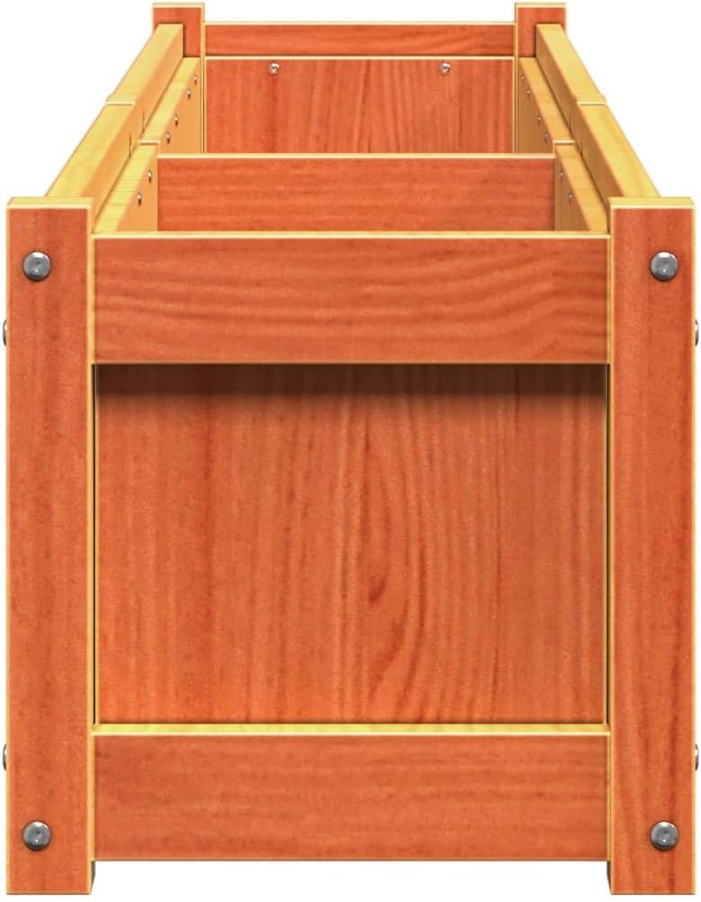 Rectangular Garden Planter, Waxed Brown Solid Pine Wood, 59.1x12.2x12.2 inch, Outdoor Raised Garden Bed for Vegetables, Herbs, Flowers