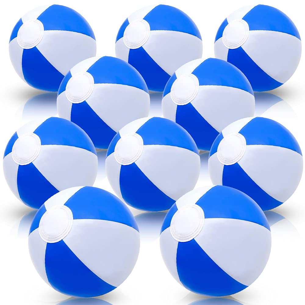 ArtCreativity 16 Inch Blue & White Beach Balls for Kids, Pack of 12, Inflatable Summer Toys for Boys and Girls, Decorations for Hawaiian, Beach, and Pool Party, Beach Ball Party Favors