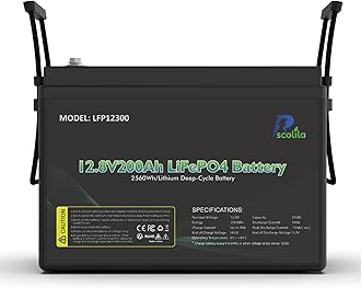 12V 200Ah LiFePO4 Battery, Built-in 100A BMS Rechargeable, 5000-15000 Cycles, 2560Wh for Trailer RV, Boats, Solar System, Trolling Motors, Energy Storage