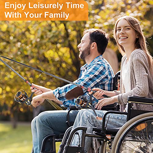 صنارة صيد تلسكوبية من الالياف الكربونية مكونة محمولة وبكرة مع شنطة، حلقة سلكية من خليط معدني عالي القوة العديد من انواع الطعوم مجموعة من 109 قطعة