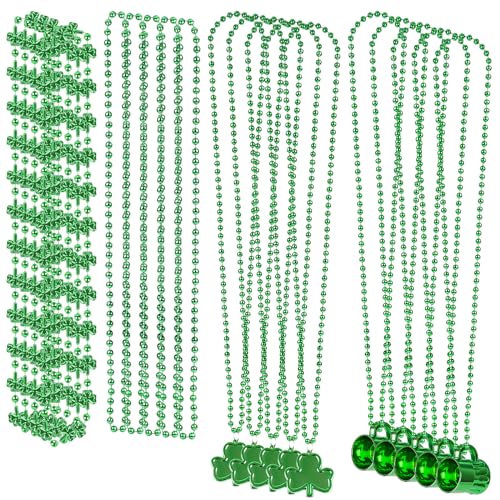 CCINEE 20 Pcs St. Patrick's Day Necklace Beads,Shamrock Wine Glass Bead Clover Pendants Necklace for Irish Holiday Costume Accessory Party Favor Supplies
